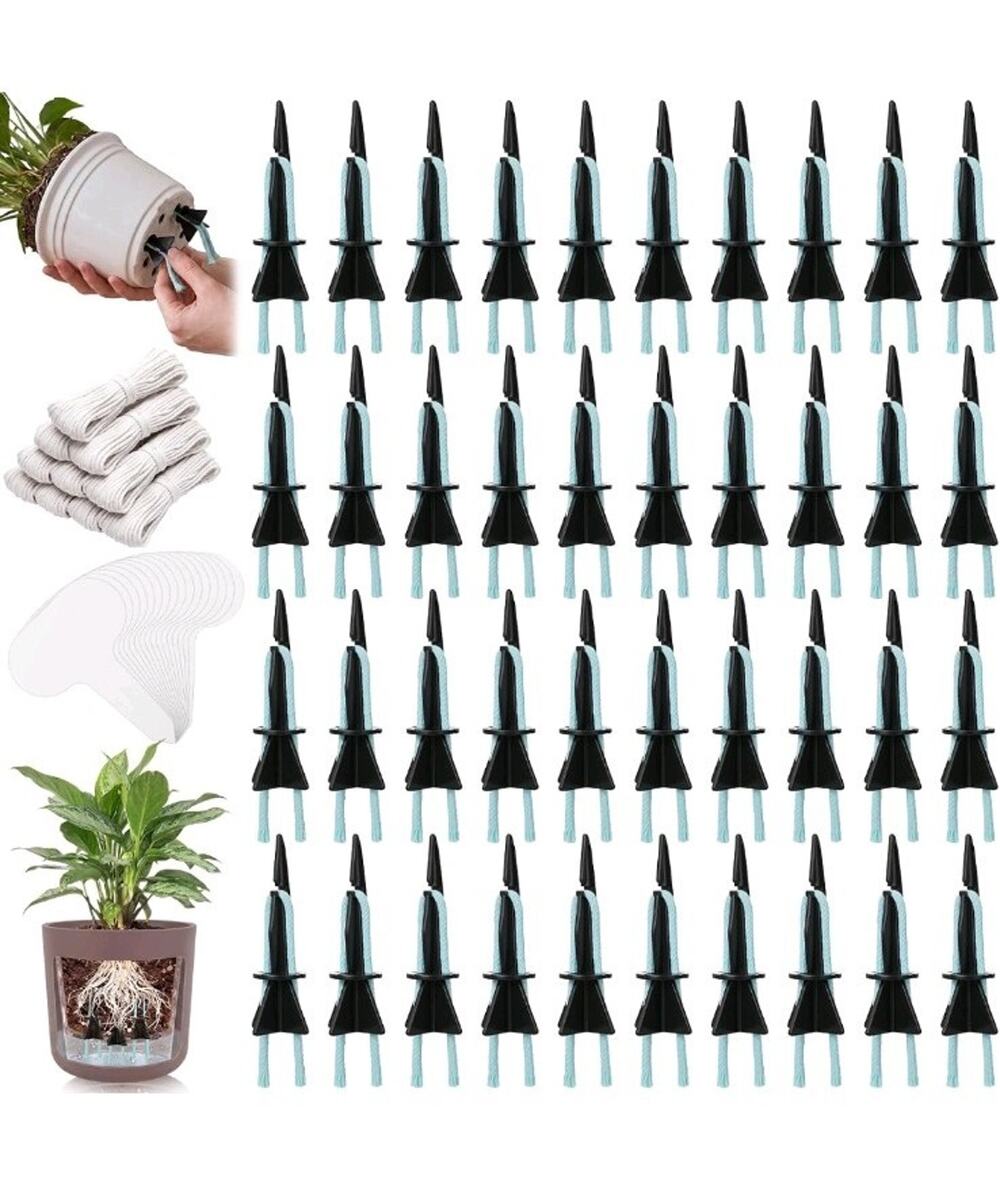40 Pack Self Watering Spikes with Wick Rope and Label, Classic